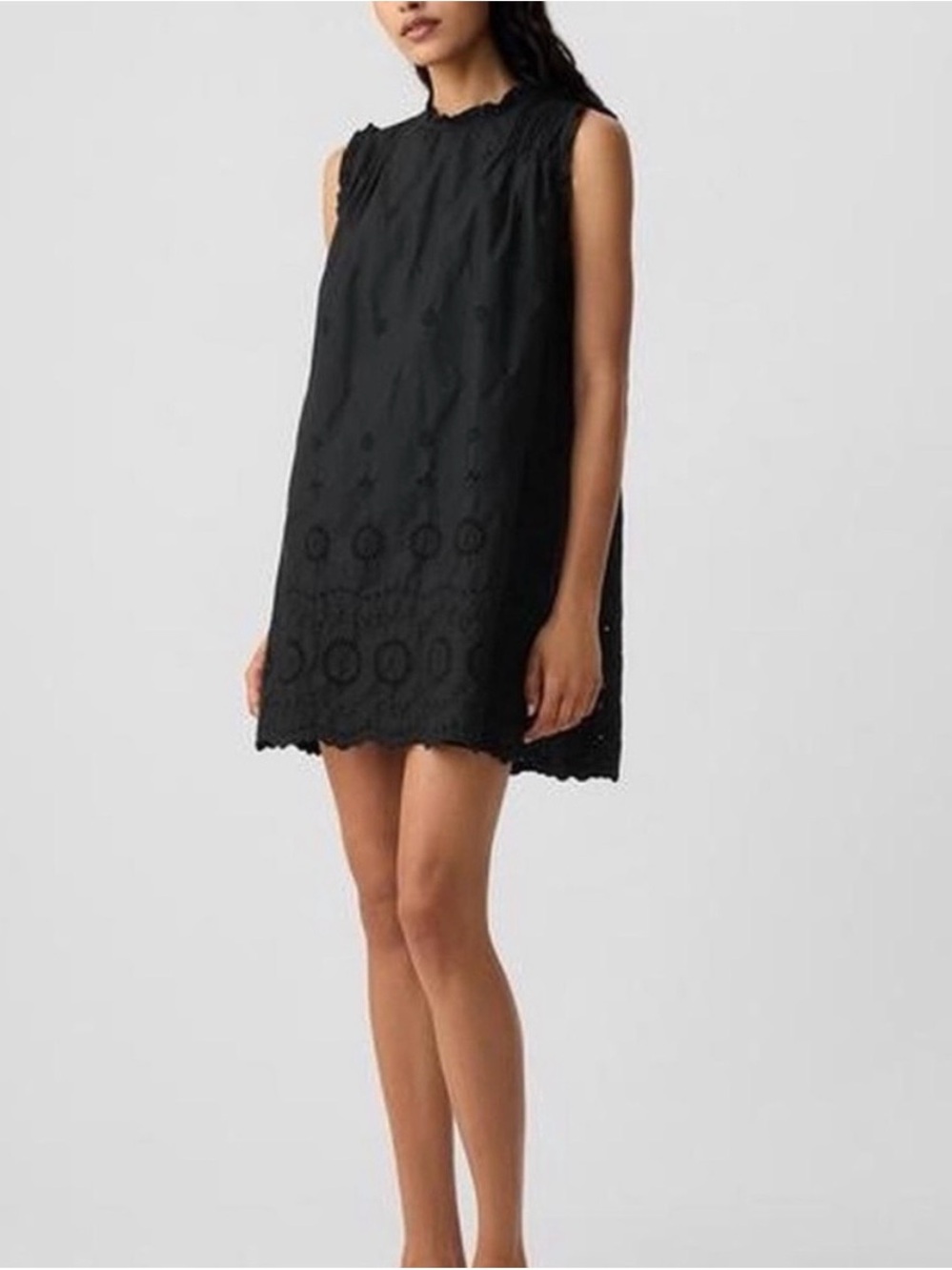 GAP + DOEN  Black Sleeveless Eyelet Mini Dress